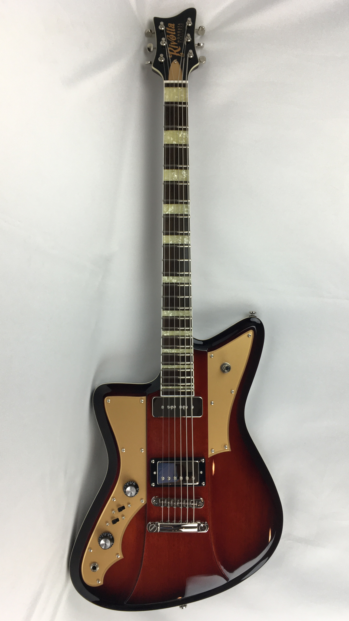 Eastwood Guitars Rivolta Mondata Baritone VII LH Fuoco Burst Full Front